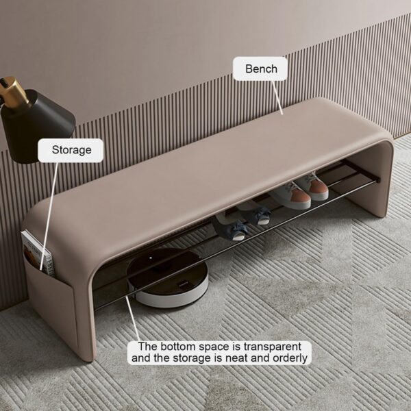 Bancheta din piele Black 100x35x42cm - imagine 2