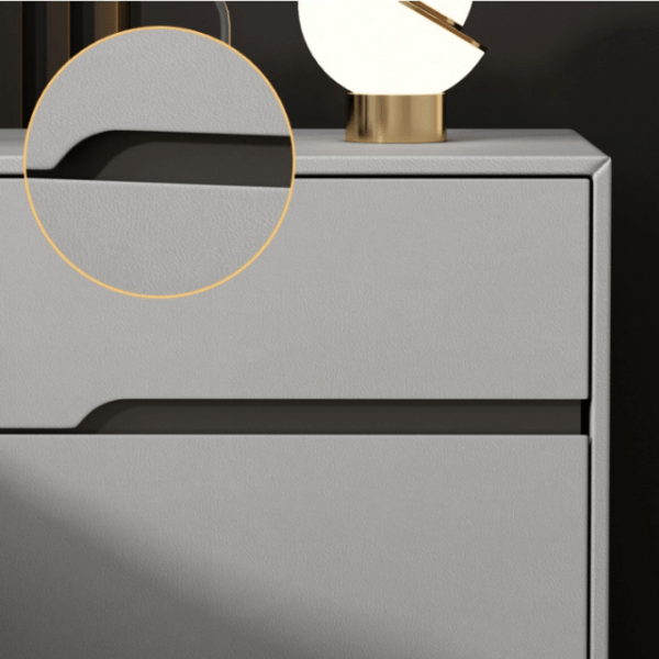 Noptieră modernă cu piele ecologică și picioare metalice Roma Grey - imagine 6