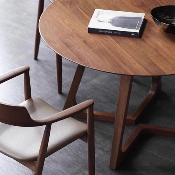 Masa rotunda dining din lemn masiv TERRA WALNUT 100x100x75 cm - imagine 4