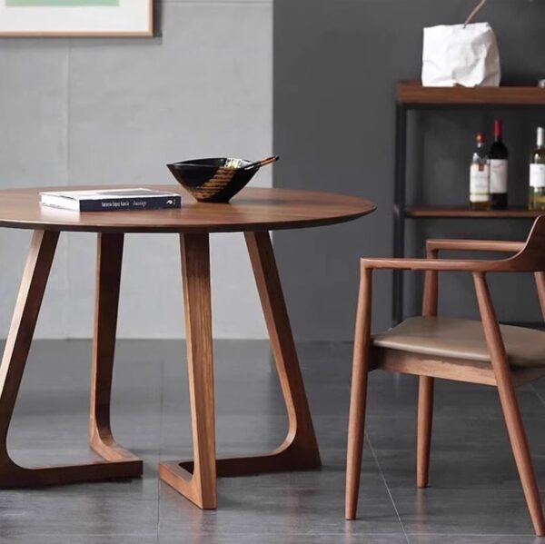 Masa rotunda dining din lemn masiv TERRA WALNUT 100x100x75 cm - imagine 3