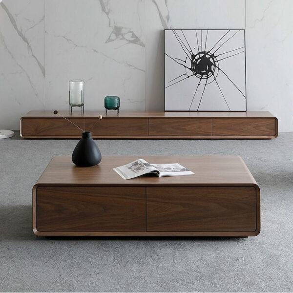 Masă de cafea modernă din MDF – design minimalist Walnut - imagine 2