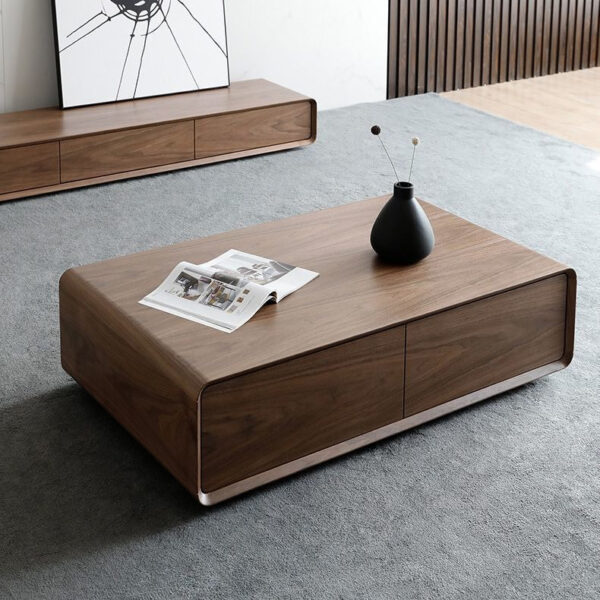 Masă de cafea modernă din MDF – design minimalist Walnut - imagine 4