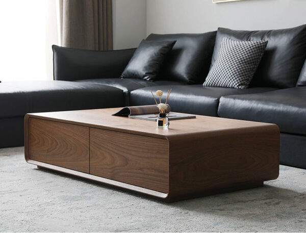 Masă de cafea modernă din MDF – design minimalist Walnut - imagine 3
