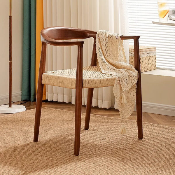 Scaun dining cu șezut împletit Nordic Wood Walnut - imagine 2