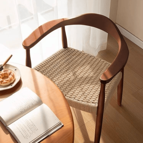 Scaun dining cu șezut împletit Nordic Wood Walnut - imagine 5