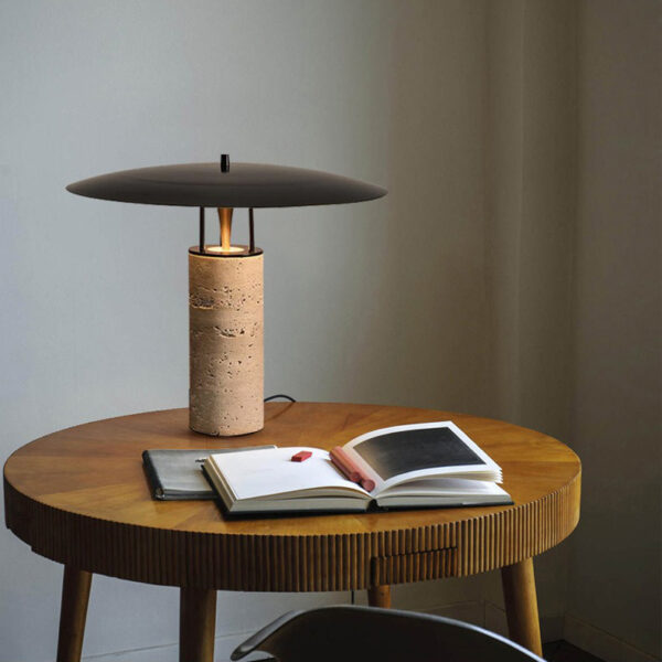 Lampă de masă modernă din travertin cu abajur metalic 42 x 33 cm - imagine 4