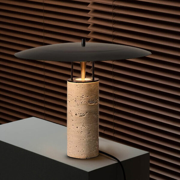 Lampă de masă modernă din travertin cu abajur metalic 42 x 33 cm - imagine 5