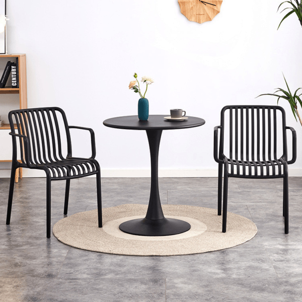Scaun din polipropilenă pentru exterior Black - imagine 3