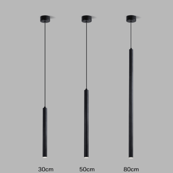 Corp de iluminat suspendat, stil minimalist, finisaj negru 30 cm - imagine 3