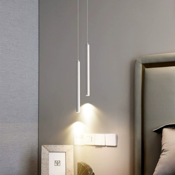 Pendul dublu minimalist cilindric – finisaj alb 30cm - imagine 2