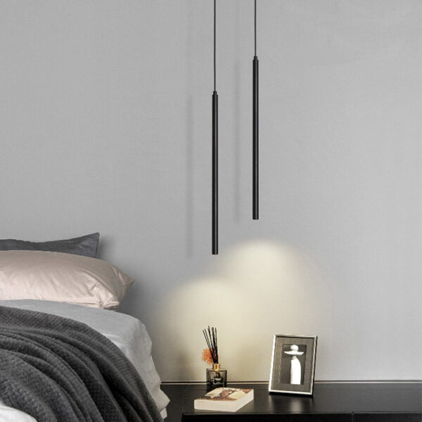 Pendul dublu minimalist cilindric – finisaj negru 30cm - imagine 2