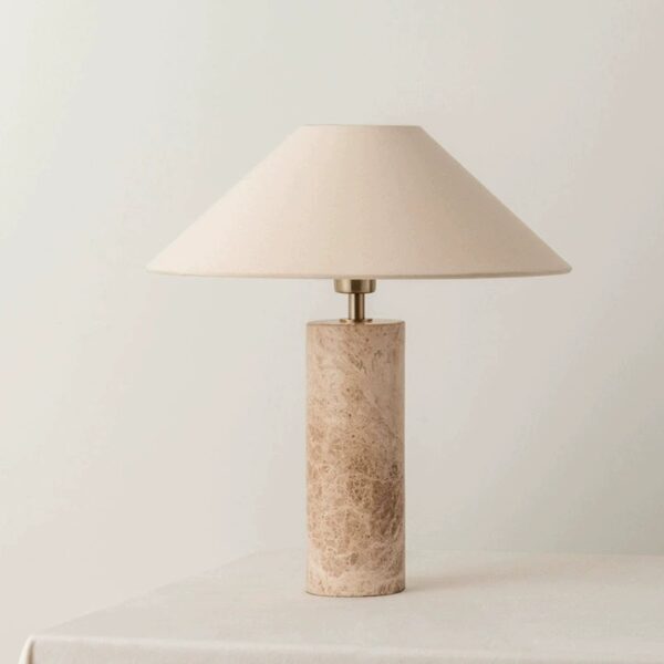 Lampa de masa din piatra Alba - imagine 2