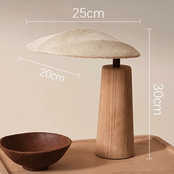 Lampă de masă Wabi-Sabi din bambus, sticlă și in - imagine 5