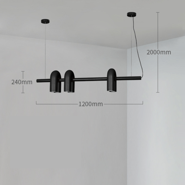 Lampă suspendată liniară cu trei surse – design contemporan negru 120cm - imagine 3