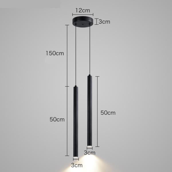 Pendul dublu minimalist cilindric – finisaj negru 50cm - imagine 4