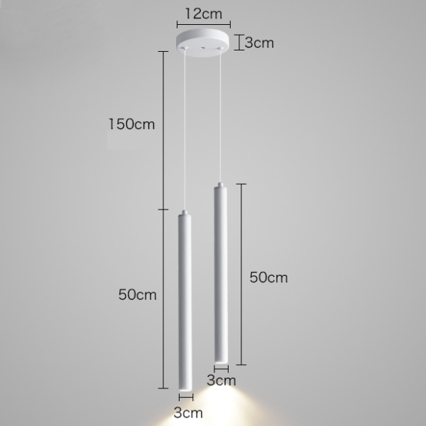 Pendul dublu minimalist cilindric – finisaj alb 50cm - imagine 3