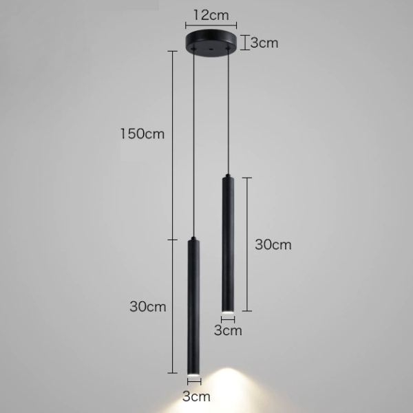 Pendul dublu minimalist cilindric – finisaj negru 30cm - imagine 4