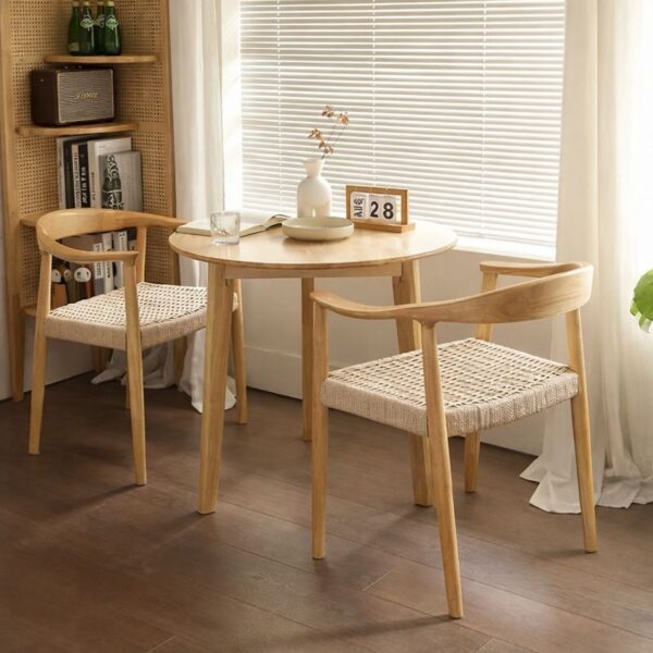 Scaun dining cu șezut împletit Nordic Wood Oak - imagine 2