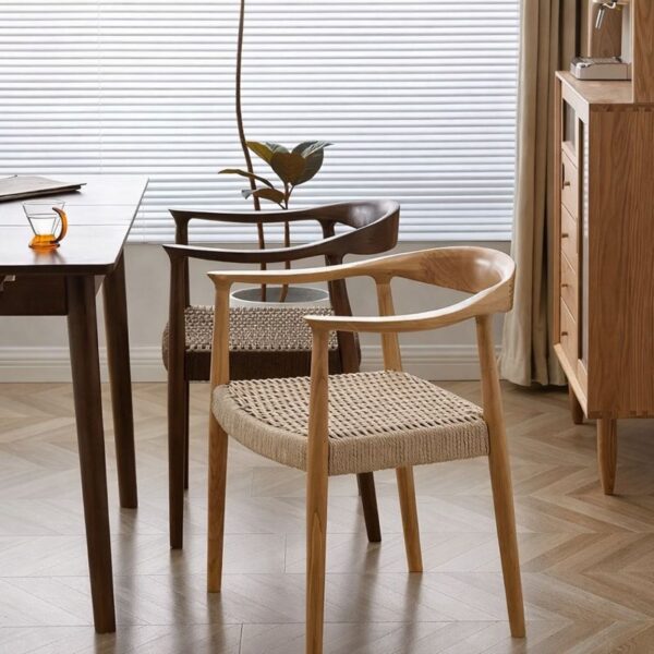 Scaun dining cu șezut împletit Nordic Wood Oak - imagine 3