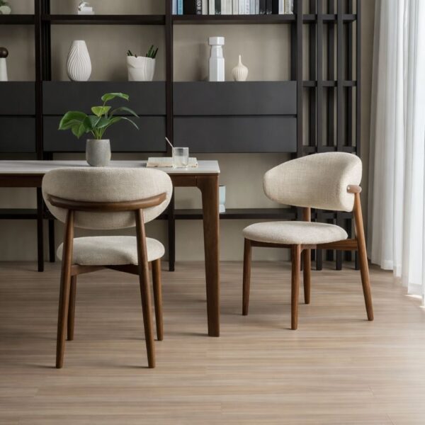 Scaun de dining Elara – tapițerie din in (linen) Walnut - imagine 2