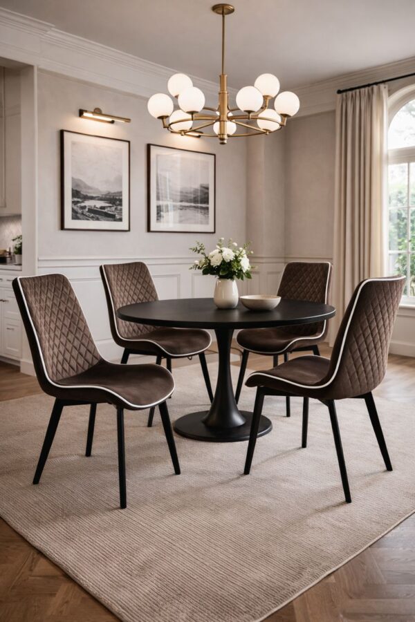 Scaun dining Milano din velur Brown - imagine 2
