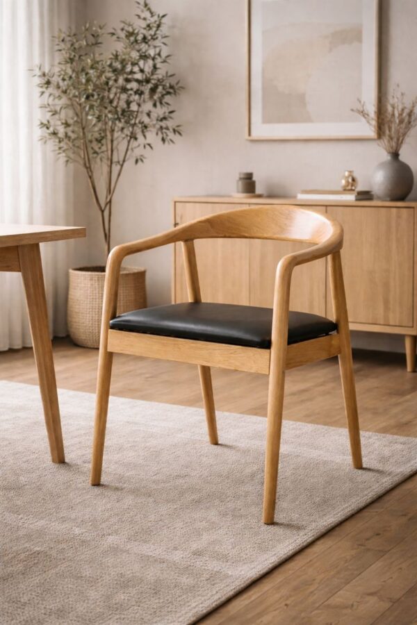 Scaun dining din lemn cu șezut tapițat Zen Oak - imagine 2