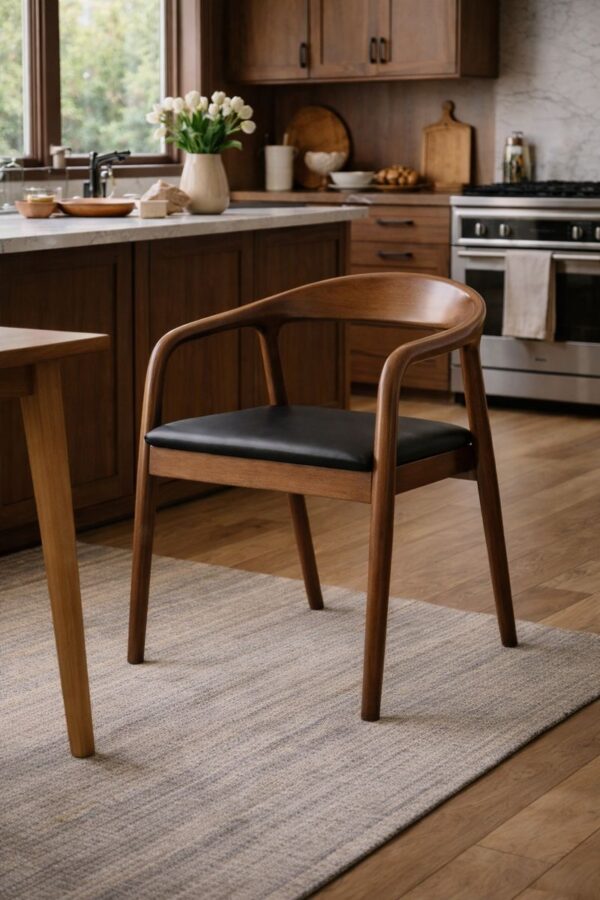 Scaun dining din lemn cu șezut tapițat Zen Walnut - imagine 3