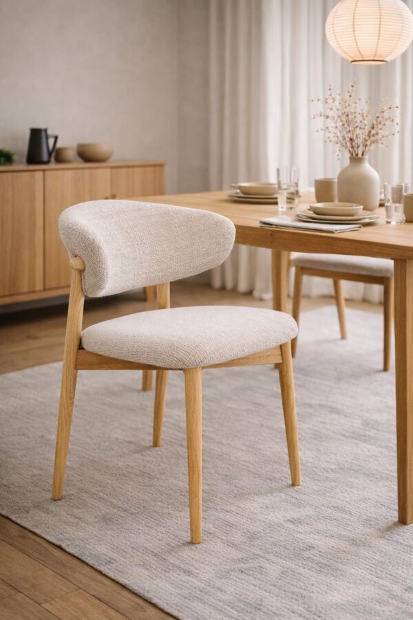 Scaun de dining Elara – tapițerie din in (linen) Oak - imagine 2
