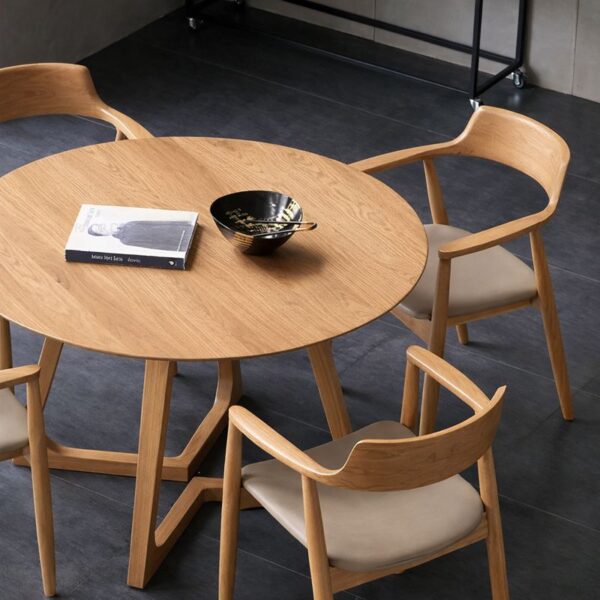 Masa rotunda dining din lemn masiv Terra Oak 100x100x75 cm - imagine 2