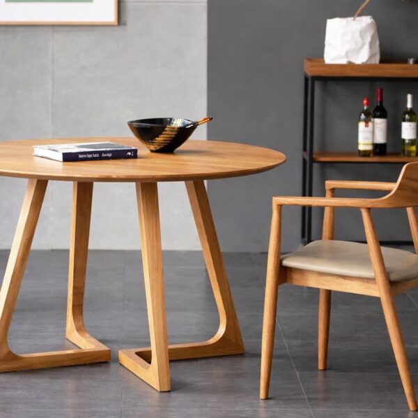 Masa rotunda dining din lemn masiv Terra Oak 100x100x75 cm - imagine 3