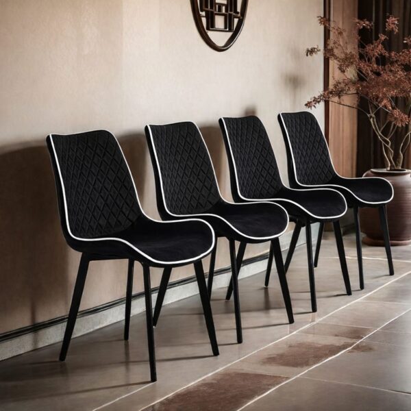 Scaun dining Milano din velur Black - imagine 2