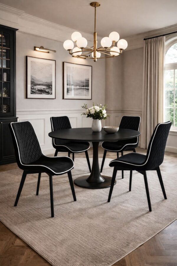 Scaun dining Milano din velur Black - imagine 3