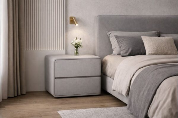 Noptiera din MDF si piele Elsa Grey - imagine 2
