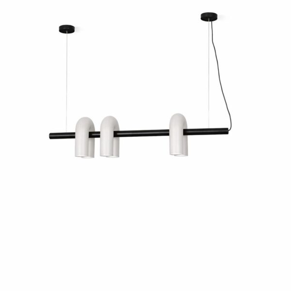 Lampă suspendată liniară cu trei surse – design contemporan, negru si gri 120cm - imagine 3