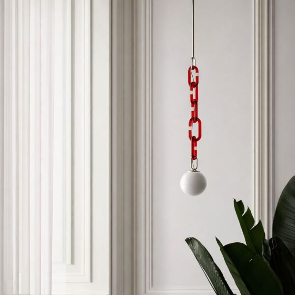 Lustră suspendată modernă cu lanț decorativ Celine Red - imagine 3