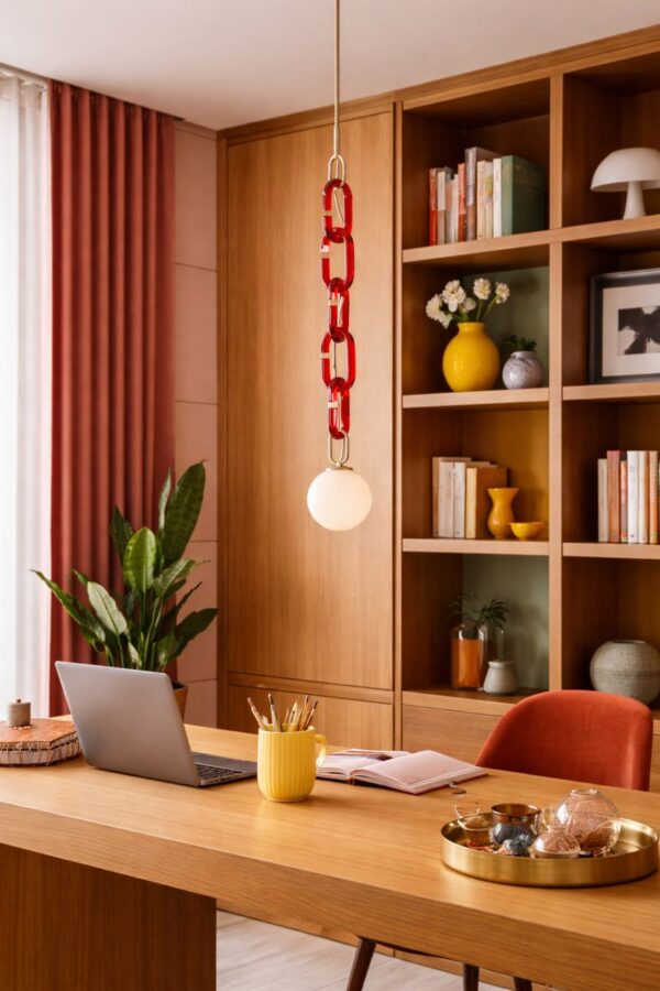 Lustră suspendată modernă cu lanț decorativ Celine Red - imagine 2