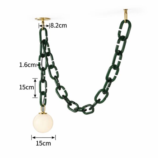Lustră suspendată cu lanț decorativ verde - imagine 4