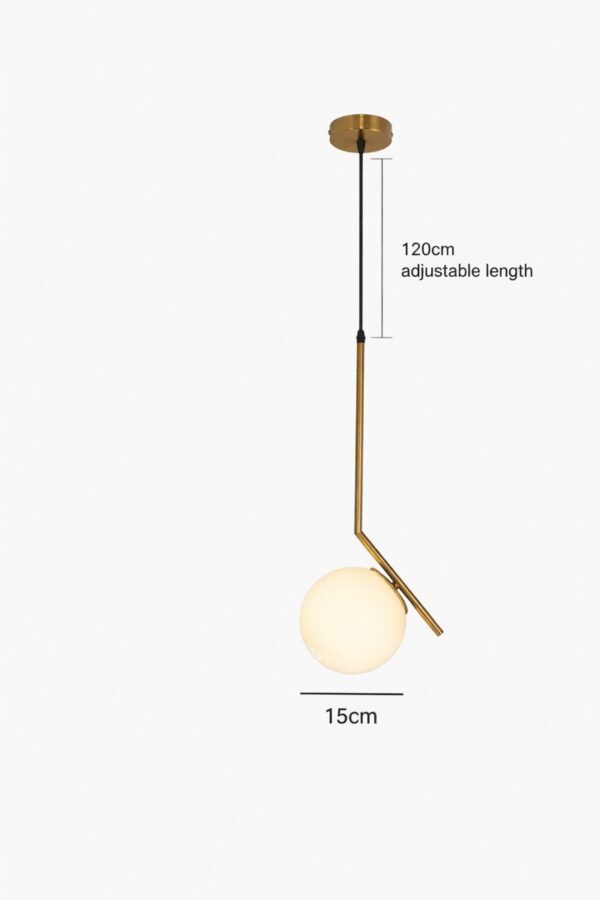 Pendul modern cu glob opac și structură metalică aurie 50x15 cm - imagine 4