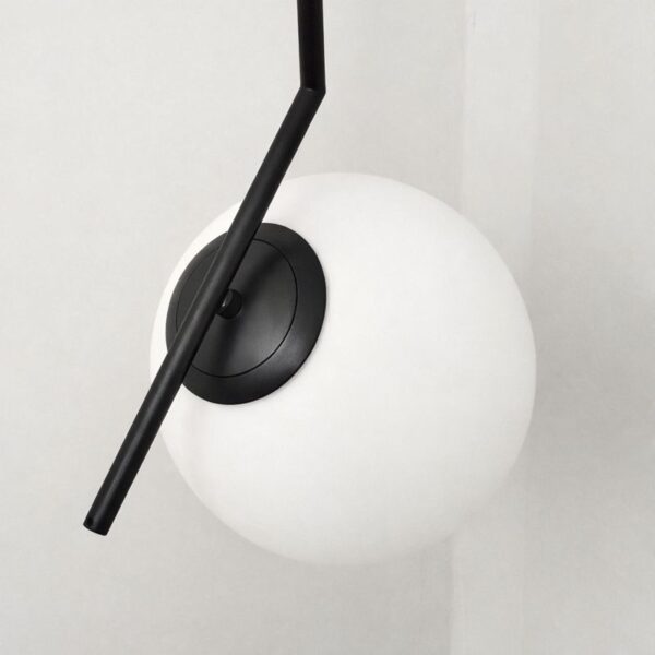Pendul modern cu glob opac și structură metalică neagră 50x15 cm - imagine 3
