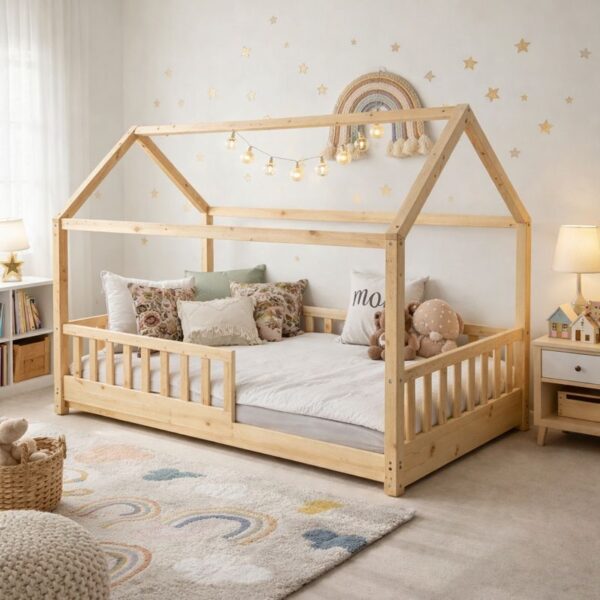 Pat copii tip Montessori 200x90 cm Oak - imagine 2